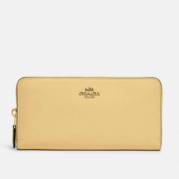 Coach Handbags - Coach Accordion zip crossgrain leather wallet Vanilla silver